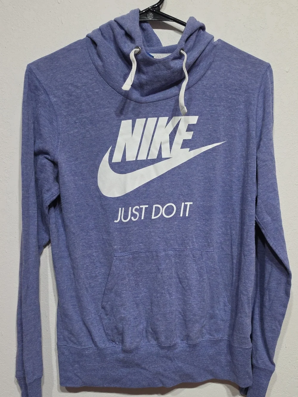 Nike Heather Blue Pullover Hoodie with White Logo